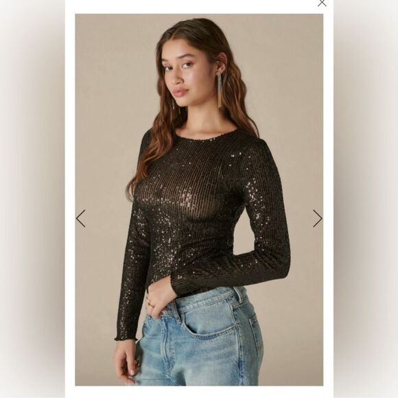 Lucky brand sequin knit tops size M - Picture 5 of 10